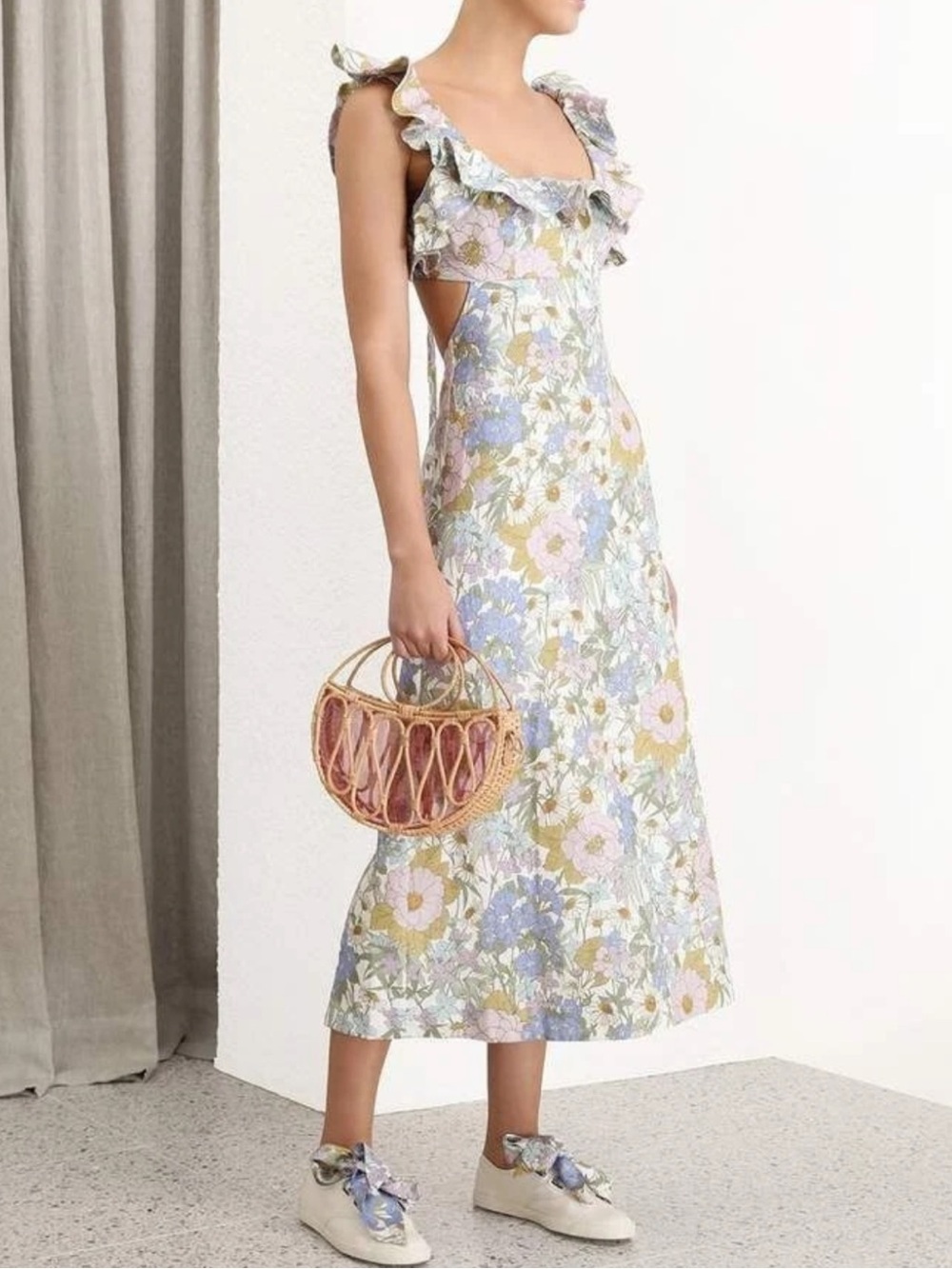 Zimmermann Super Eight Ruffle Midi Dress Size 1